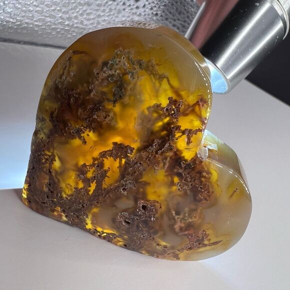 Moss Agate Crystal Heart‎ (#5) - Picture 8 of 14